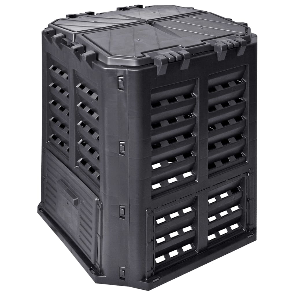 Compostiera Da Giardino Nera 68,9x68,9x83,9 Cm 360 L