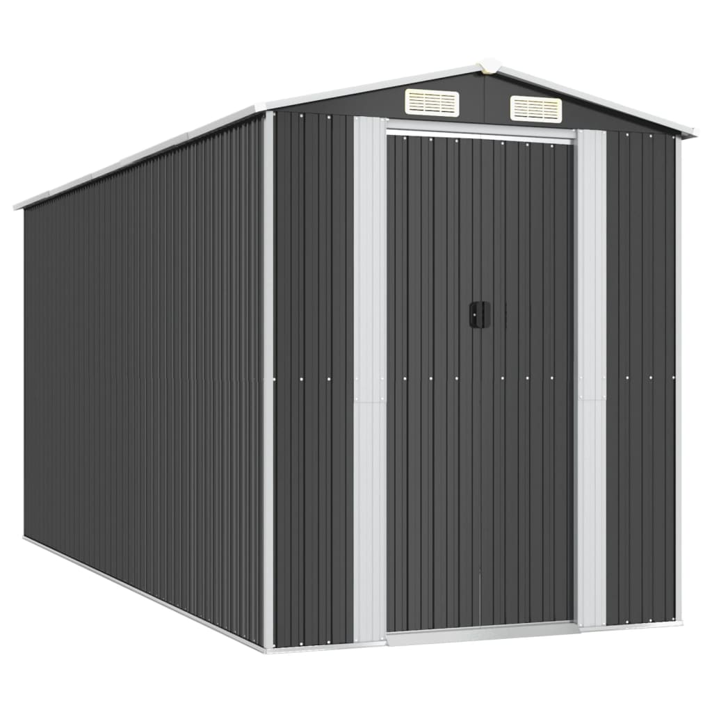 Capanno Da Giardino Antracite 192x440x223 Cm In Acciaio Zincato