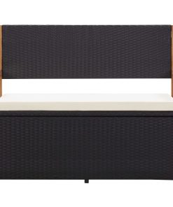 Cassapanca 115 Cm In Polyrattan E Legno Massello Di Acacia Nero