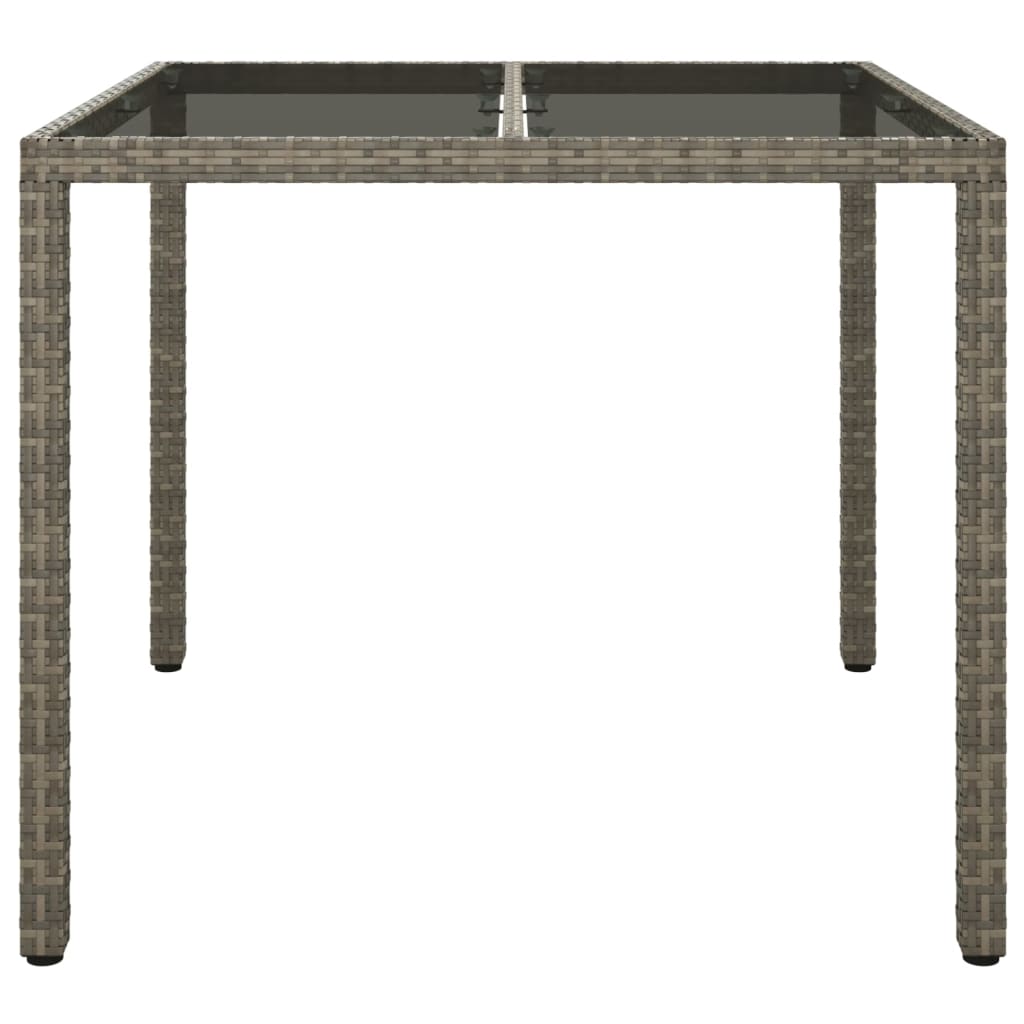 Tavolo Giardino 90x90x75 Cm Vetro Temperato E Polyrattan Grigio - Image 6