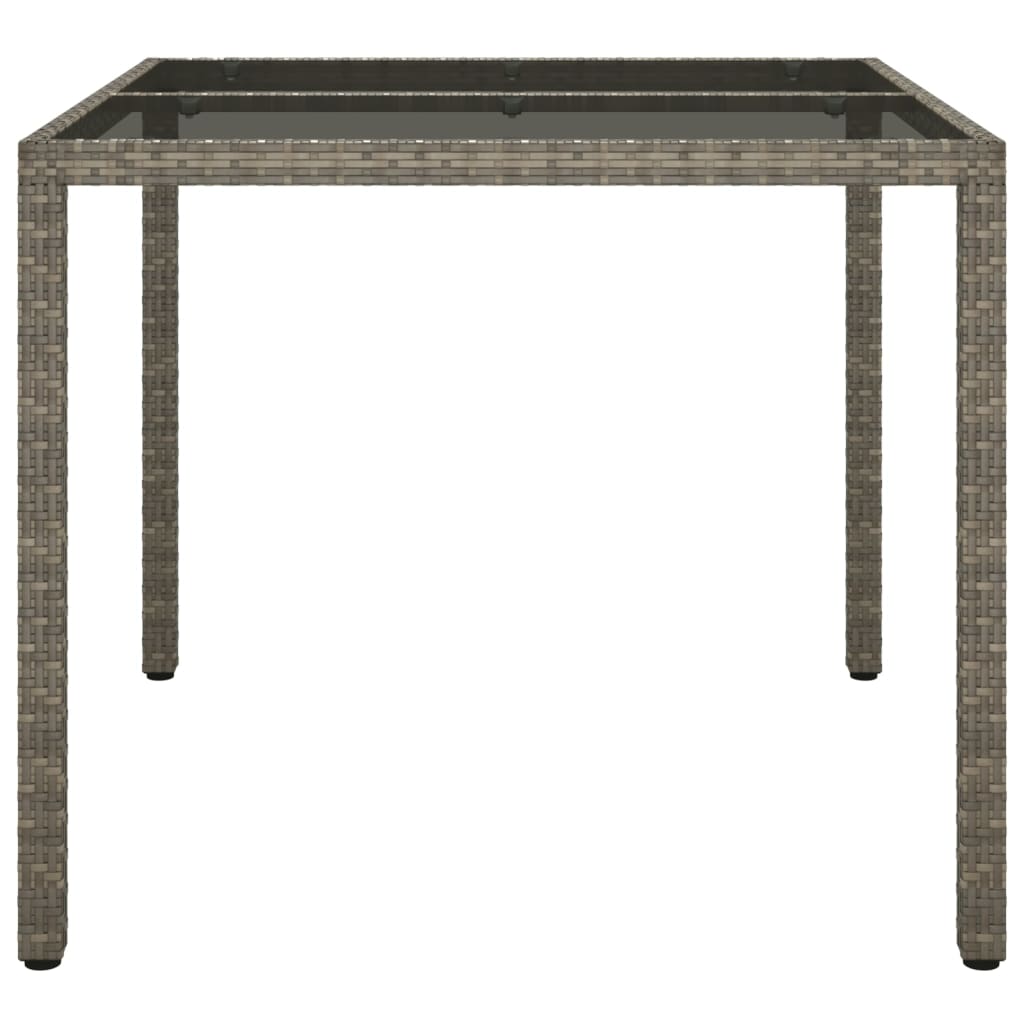 Tavolo Giardino 90x90x75 Cm Vetro Temperato E Polyrattan Grigio - Image 5