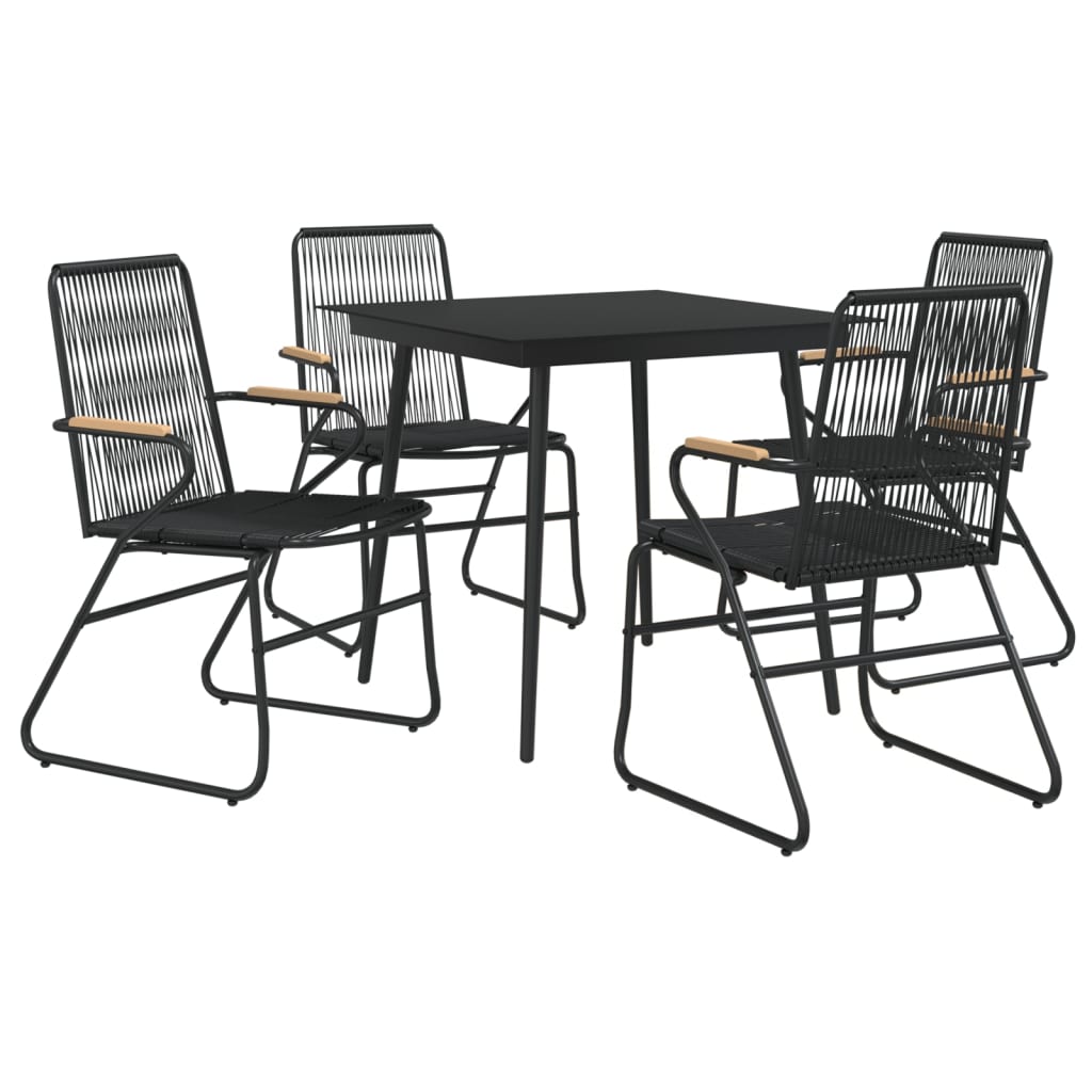 Set Da Pranzo Da Giardino 5 Pz Nero In Rattan Pvc - Image 6