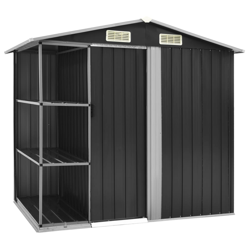 Capanno Da Giardino Con Scaffali Antracite 205x130x183 Cm Ferro