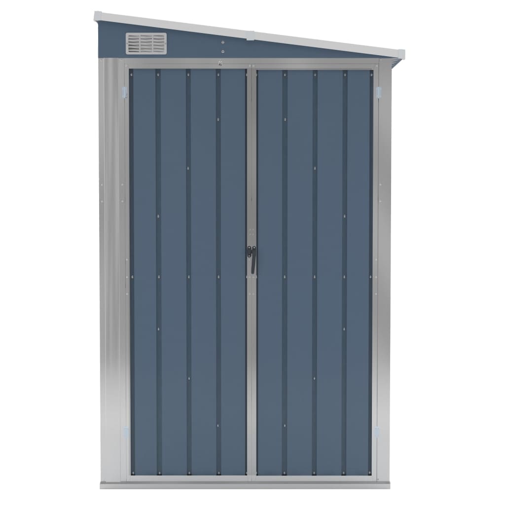 Capanno Giardino A Parete Grigio 118x194x178 Cm Acciaio Zincato