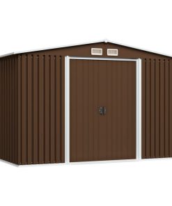 Capanno Attrezzi Da Giardino Marrone 257x205x178 Cm In Acciaio