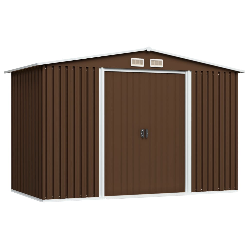 Capanno Attrezzi Da Giardino Marrone 257x205x178 Cm In Acciaio