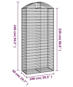 Cesto Gabbione Ad Arco 100x50x220/240 Cm Ferro Zincato