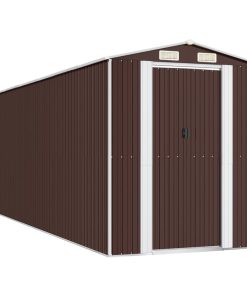 Capanno Da Giardino Marrone Scuro 192x606x223cm Acciaio Zincato