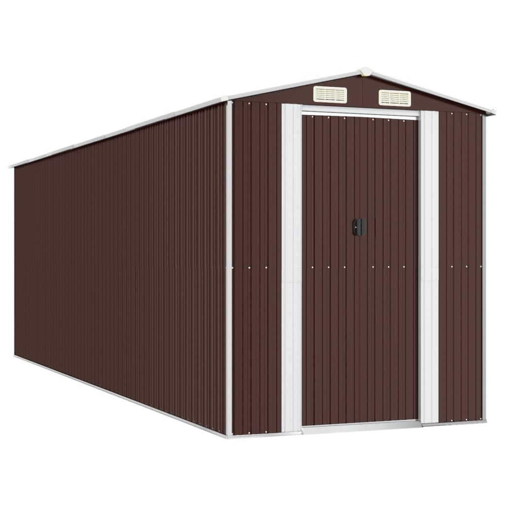 Capanno Da Giardino Marrone Scuro 192x606x223cm Acciaio Zincato