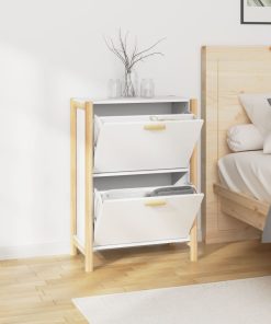 Scarpiera Bianca 57,5x33x80 Cm In Legno Multistrato