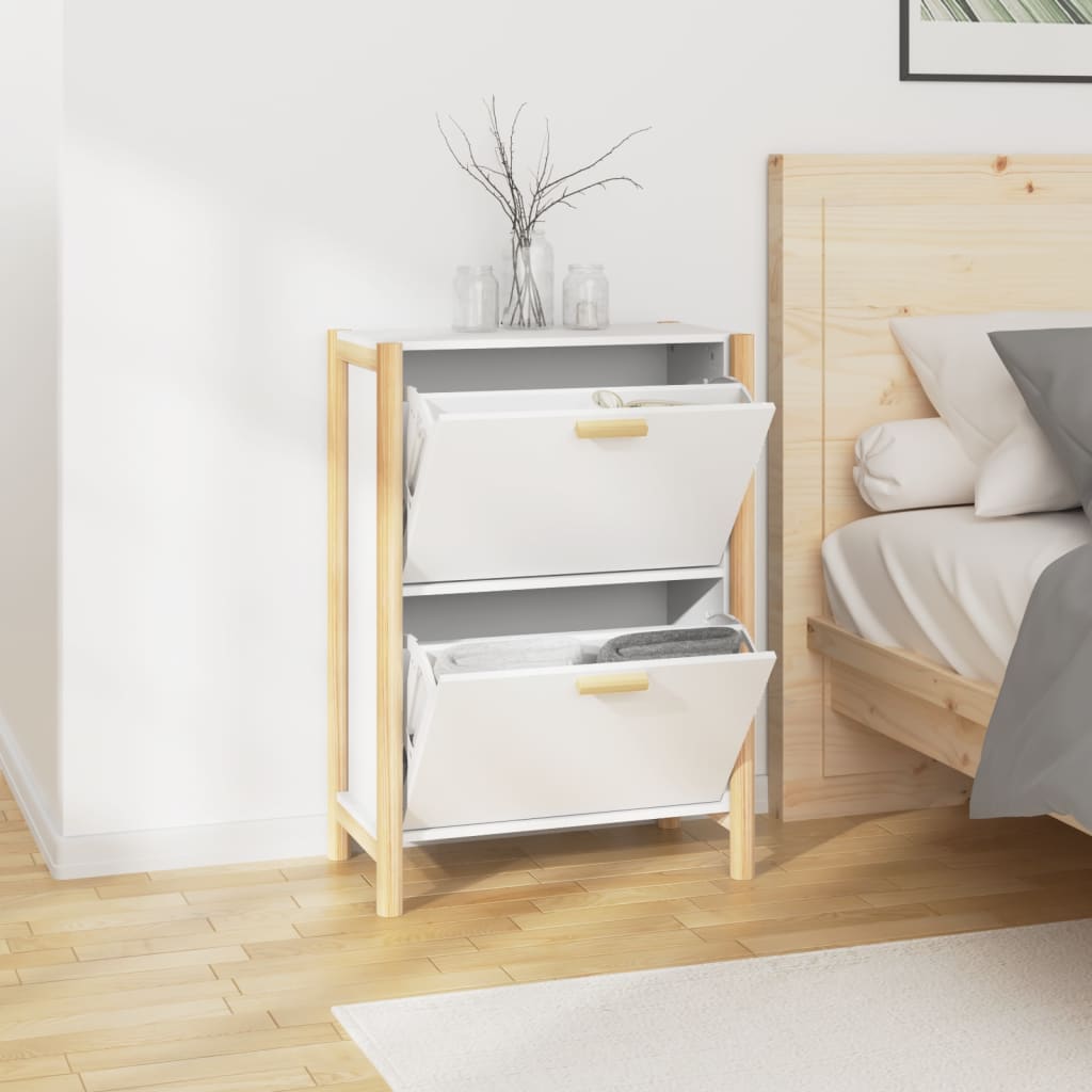 Scarpiera Bianca 57,5x33x80 Cm In Legno Multistrato