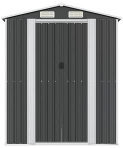 Capanno Da Giardino Antracite 192x523x223 Cm In Acciaio Zincato