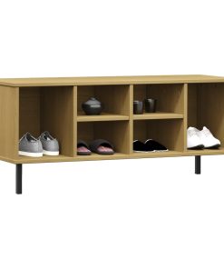 Scarpiera Gambe Metallo Marrone 106x35x45cm Legno Massello Oslo