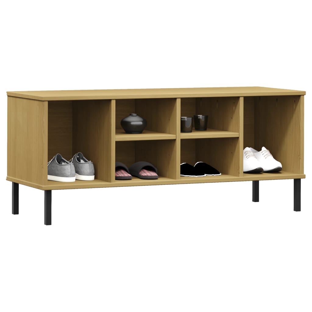 Scarpiera Gambe Metallo Marrone 106x35x45cm Legno Massello Oslo