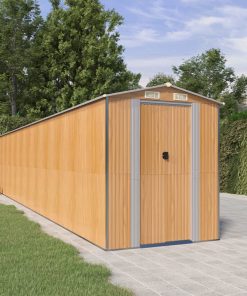 Capanno Giardino Marrone Chiaro 192x938x223 Cm Acciaio Zincato