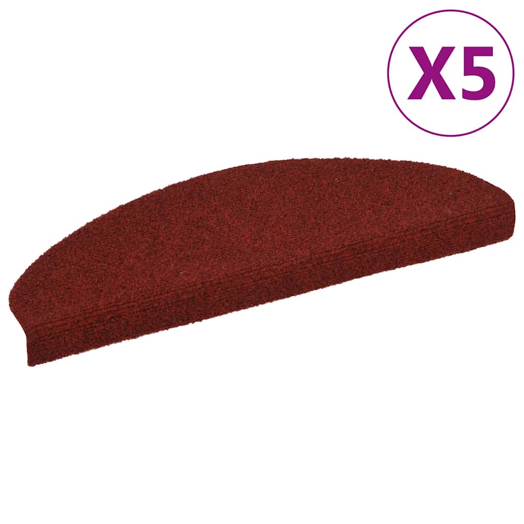 Tappetini Per Scale Autoadesivi 5 Pz 65x21x4 Cm Bordeaux Rosso Semicircolari Grandi - Image 2