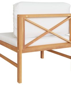 Divano Centrale Con Cuscini Crema In Legno Massello Di Teak