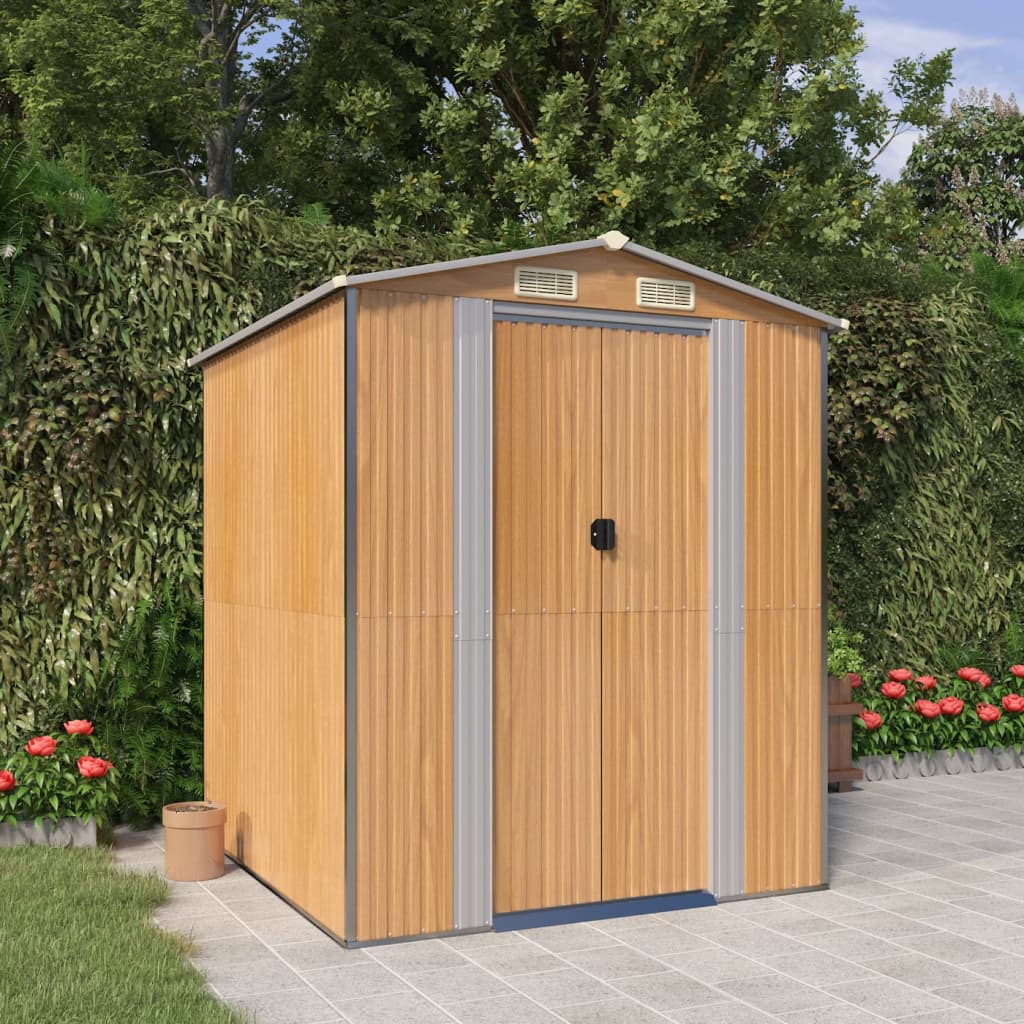 Capanno Giardino Marrone Chiaro 192x191x223 Cm Acciaio Zincato