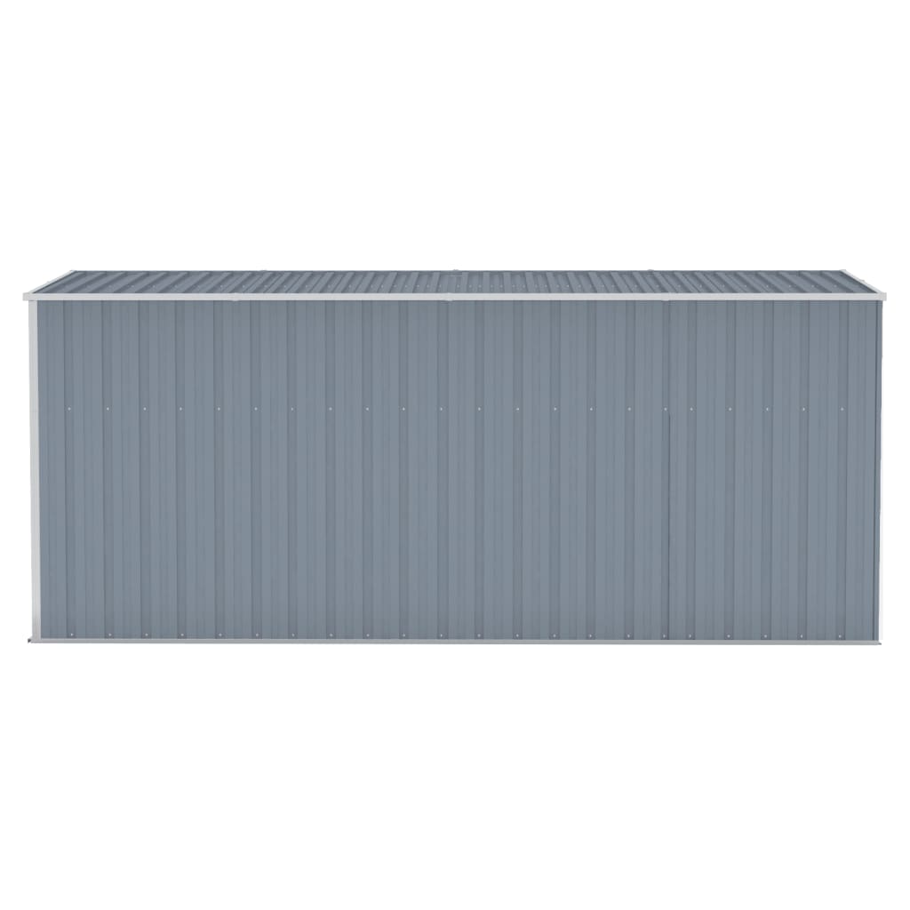 Capanno Giardino A Parete Grigio 118x382x178 Cm Acciaio Zincato