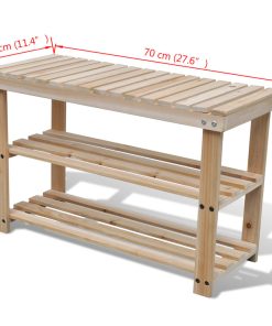 Scarpiera 2 In 1 Con Panca In Legno Massello Di Abete