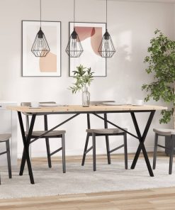 Tavolo Da Pranzo Telaio A X 160x80x75,5 Cm Legno Pino E Acciaio