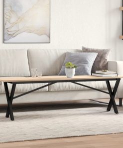 Tavolino Salotto Telaio A X 160x40x45 Cm Legno Pino E Acciaio