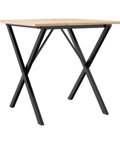 Tavolo Da Pranzo Telaio A X 90x90x75 Cm Legno Pino E Acciaio