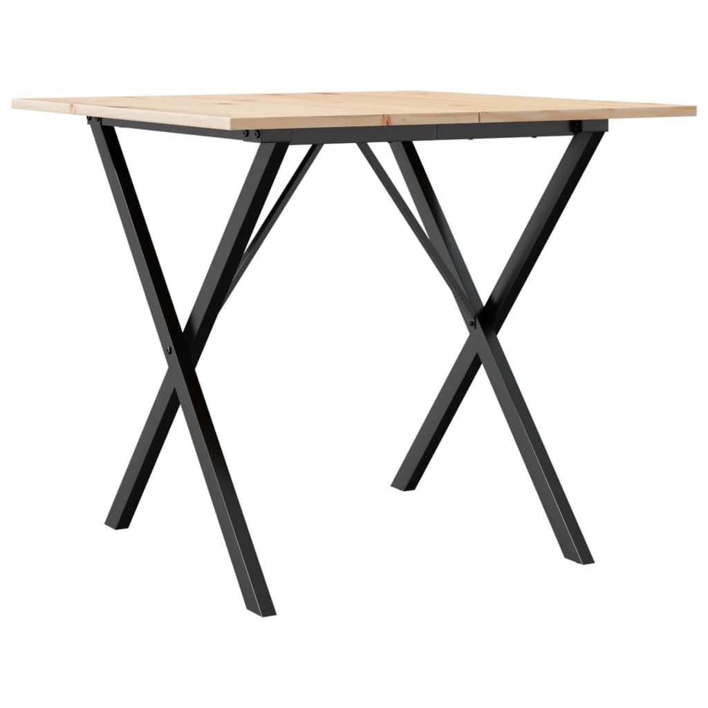 Tavolo Da Pranzo Telaio A X 90x90x75 Cm Legno Pino E Acciaio