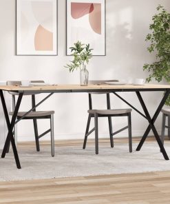 Tavolo Da Pranzo Telaio A X 180x90x75 Cm Legno Pino E Acciaio