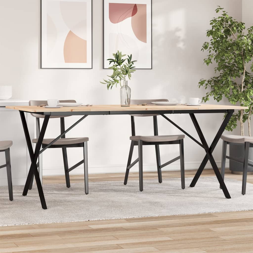 Tavolo Da Pranzo Telaio A X 180x90x75 Cm Legno Pino E Acciaio