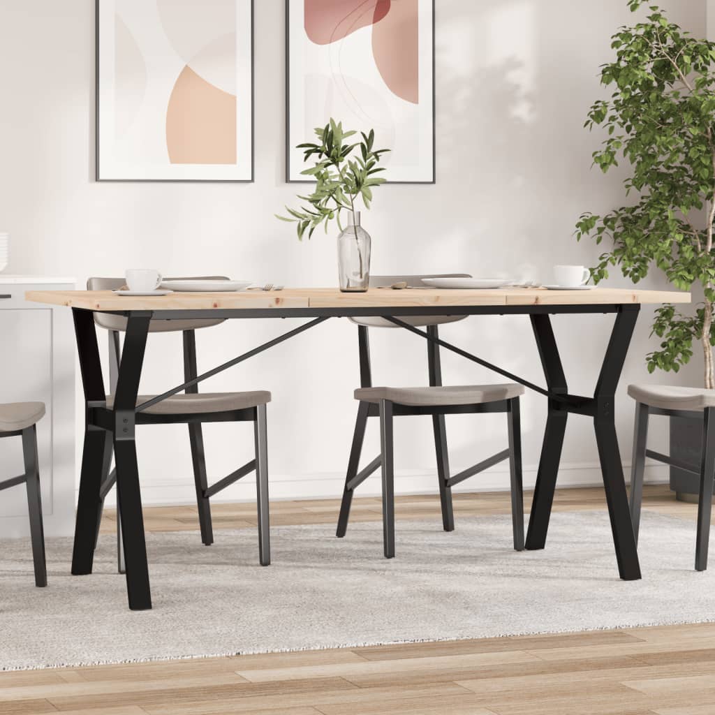 Tavolo Da Pranzo Telaio A Y 160x80x75,5 Cm Legno Pino E Acciaio