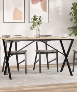 Tavolo Da Pranzo Telaio A X 140x80x75 Cm Legno Pino E Acciaio
