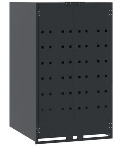 Copribidone Con Ruote 6 Bidoni Antracite 414x79x117cm Acciaio