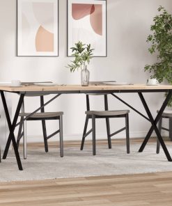 Tavolo Da Pranzo Telaio A X 180x90x75,5 Cm Legno Pino E Acciaio