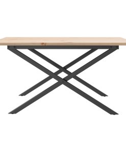 Tavolino Da Salotto Telaio A X 90x90x45 Cm Legno Pino E Acciaio