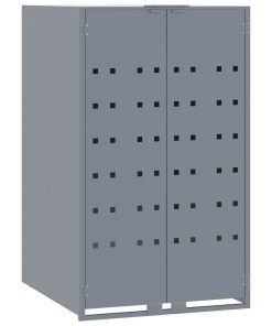 Copribidone Con Ruote Per 3 Bidoni Grigio 207x79x117cm Acciaio