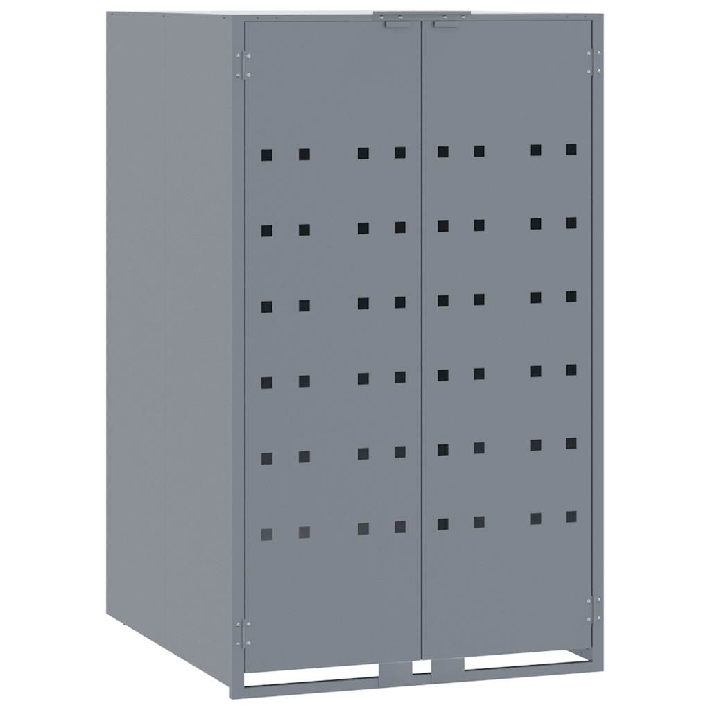 Copribidone Con Ruote Per 3 Bidoni Grigio 207x79x117cm Acciaio