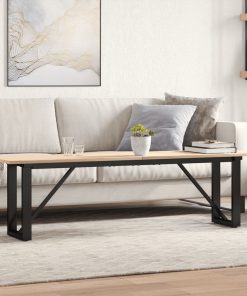 Tavolino Salotto Telaio A O 160x40x45cm Legno Pino E Acciaio