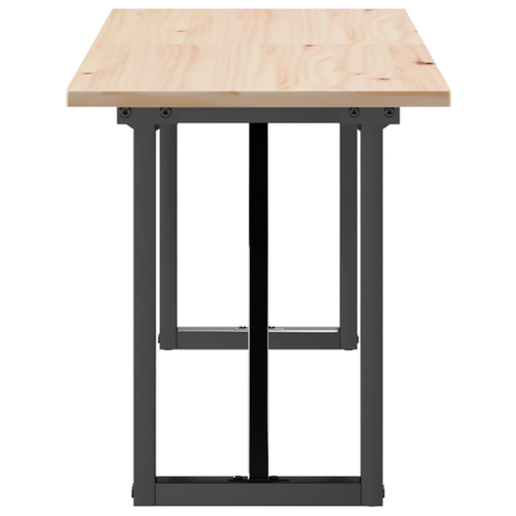 Tavolino Salotto Telaio A O 160x40x45cm Legno Pino E Acciaio - Image 4