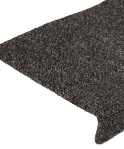 Tappetini Per Scale Autoadesivi 15 Pz 65x21x4 Cm Antracite Bordo Rettangolare