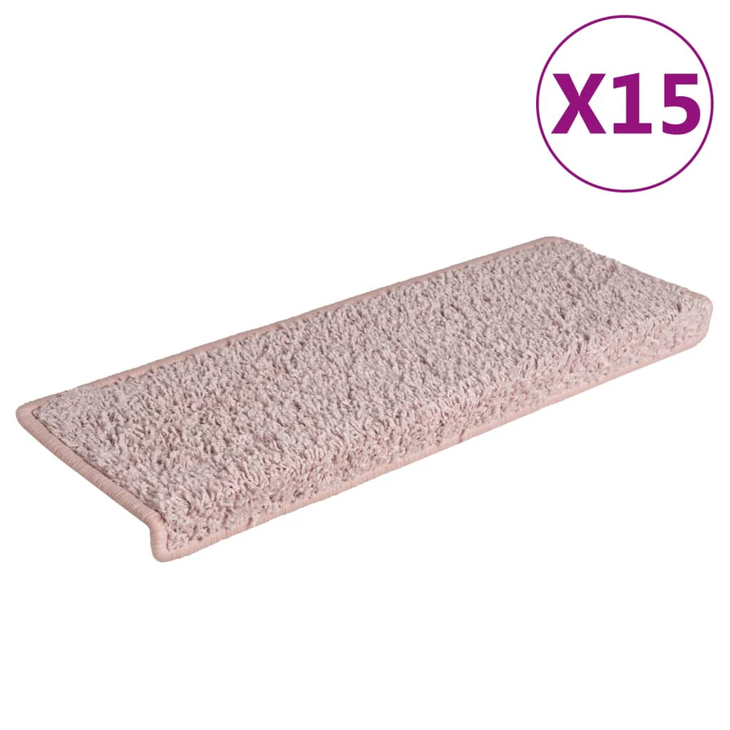Tappetini Per Scale 15 Pz 65x21x4 Cm Rosa Chiaro Con Bordo Rettangolare - Image 4