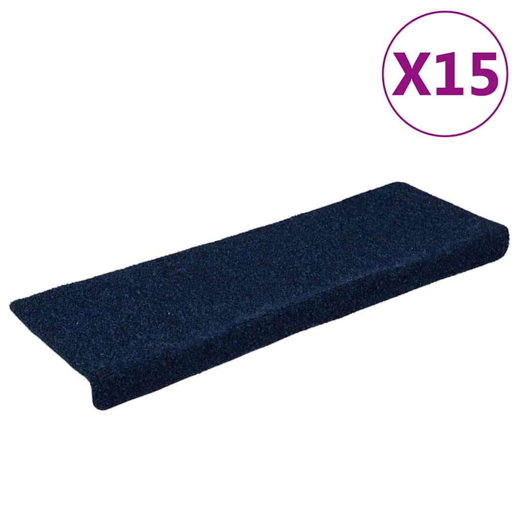 Tappetini Per Scale Autoadesivi 15 Pz 65x21x4 Cm Blu Navy Bordo Rettangolare - Image 6