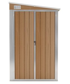Capanno Giardino A Parete Marrone 118x194x178cm Acciaio Zincato