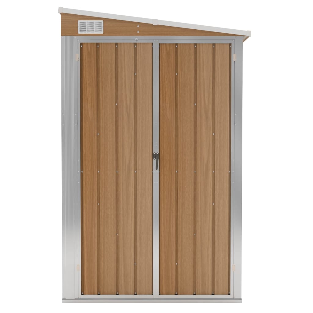 Capanno Giardino A Parete Marrone 118x194x178cm Acciaio Zincato