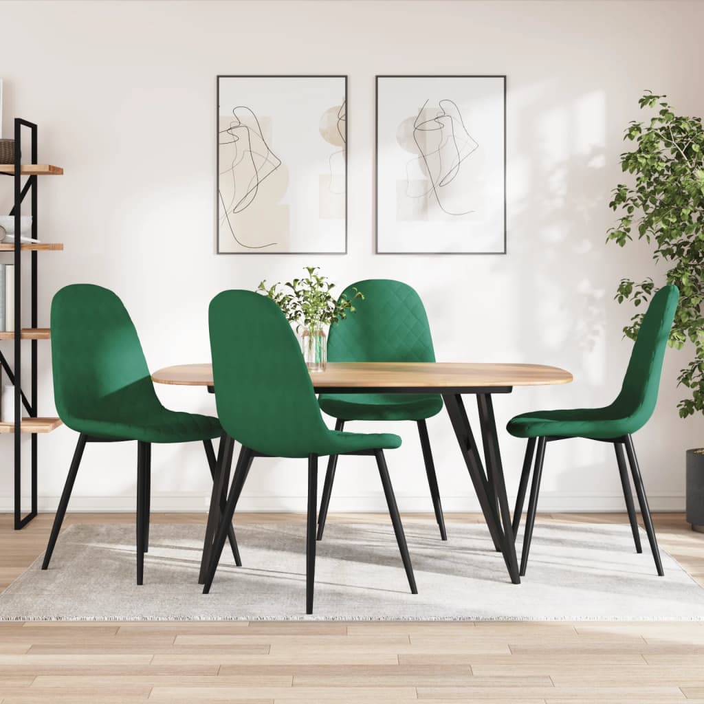 Sedie Da Pranzo 4 Pz Verde Scuro In Velluto - Image 5