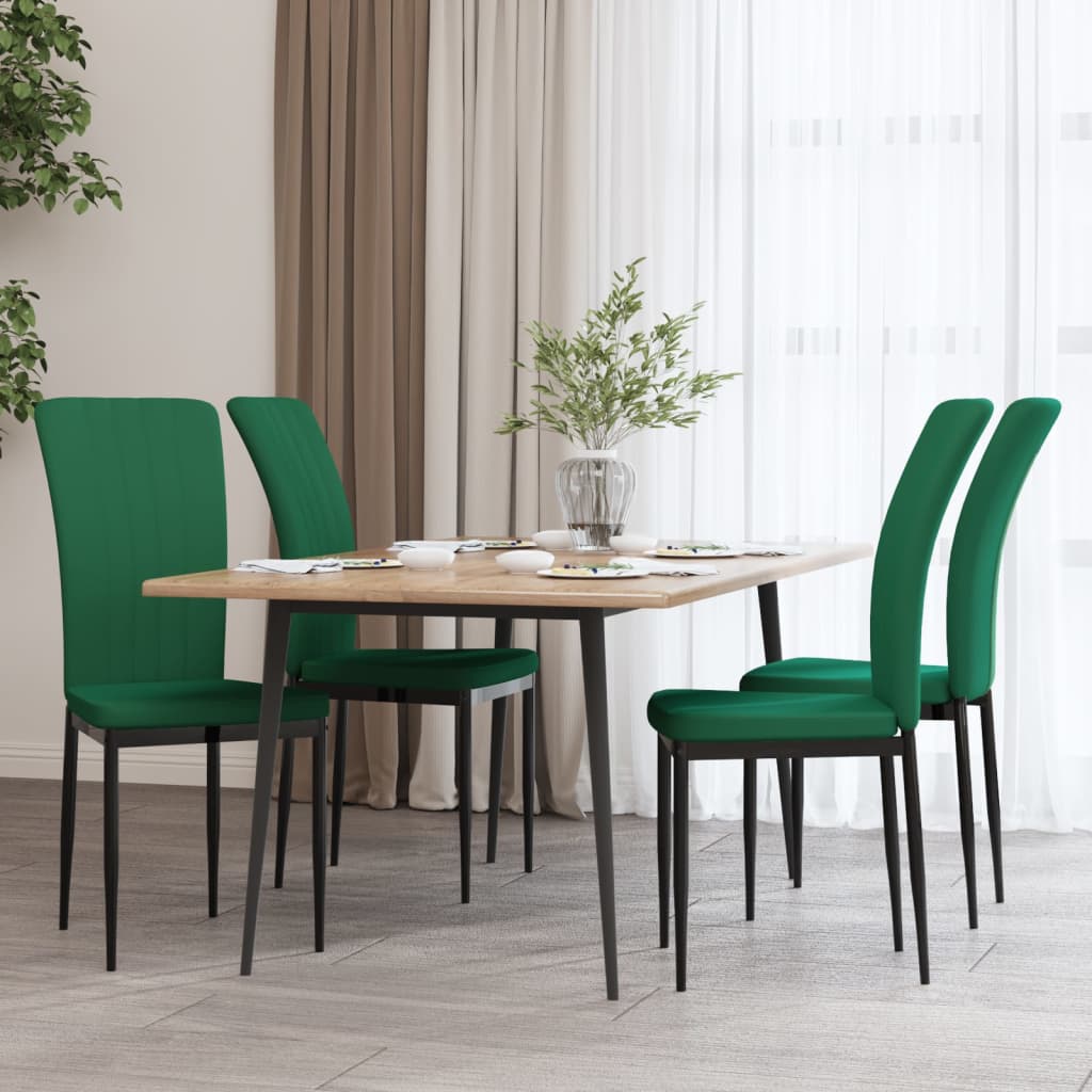 Sedie Da Pranzo 4 Pz Verde Scuro In Velluto