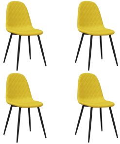 Sedie Da Pranzo 4 Pz Giallo Senape In Velluto