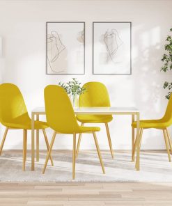 Sedie Da Pranzo 4 Pz Giallo Senape In Velluto