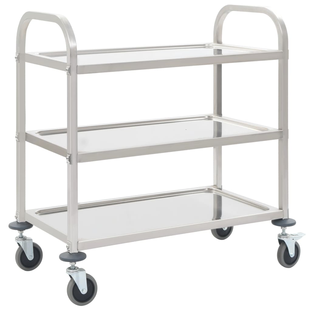 Carrello Da Cucina A 3 Livelli 95x45x83,5 Cm In Acciaio Inox - Image 2