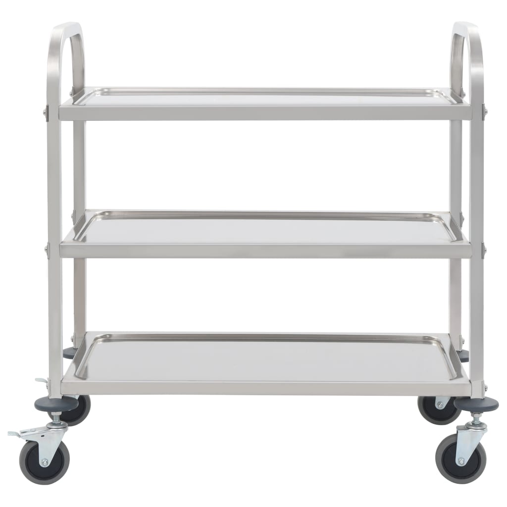 Carrello Da Cucina A 3 Livelli 95x45x83,5 Cm In Acciaio Inox